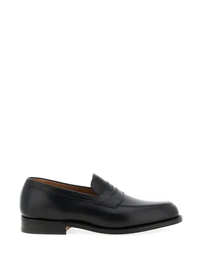 Tricker's Havard Penny Loafers Round Toe Leather Sole In Black
