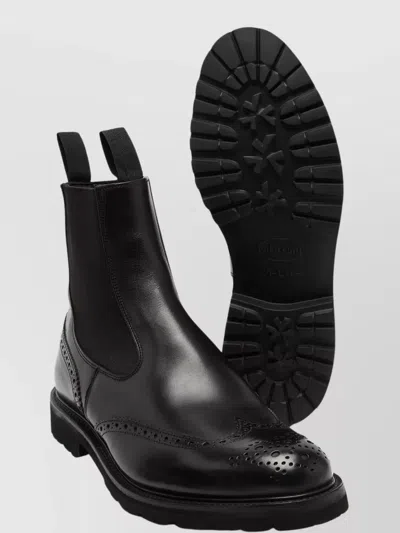 Tricker's Henry Brogue Chunky Sole Boots In Black