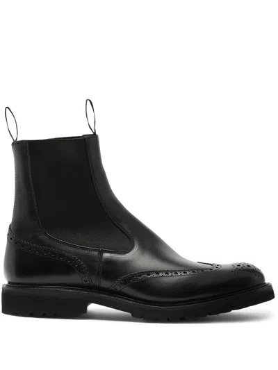 Tricker's Henry Country Boots With Brogue Detailing In Black