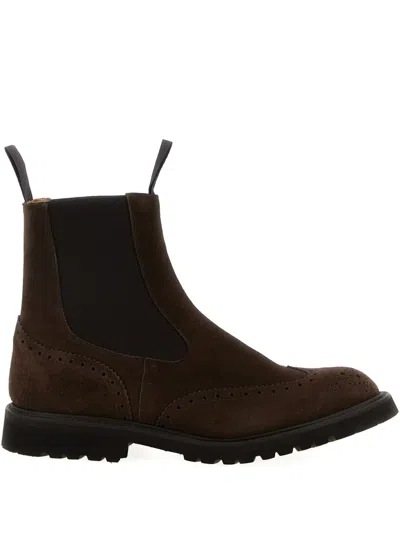 Tricker's Henry Elastic-strap Brogue Boots In Brown