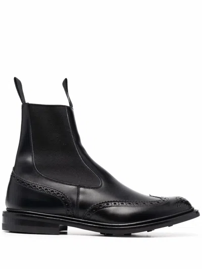 Tricker's Chunky Sole Round Toe Ankle Boots In Black