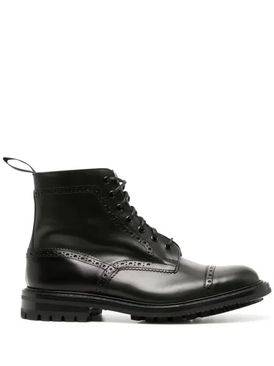 Tricker's Lace-up Leather Ankle Boots In Black