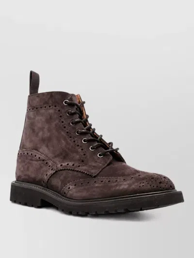 Tricker's Leather Chelsea Boots In Purple