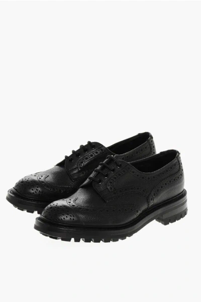 Tricker's Leather Ilkley Derby Shoes With Brogue Finish In Black