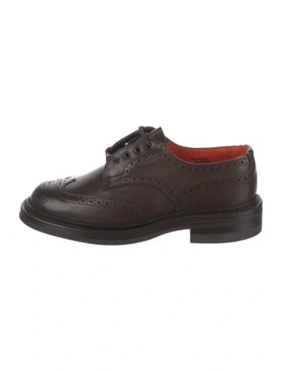 Pre-owned Tricker's Leather Lasercut Accents Oxfords In Brown