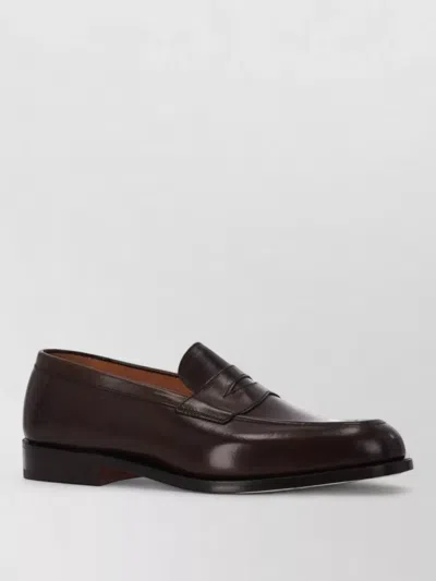 Tricker's Leather Loafers Round Toe Penny Strap In Brown