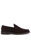 Tricker's Smooth Suede Loafers With Classic Silhouette In Black