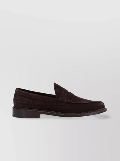TRICKER'S ROUND TOE STACKED HEEL SUEDE PENNY LOAFERS
