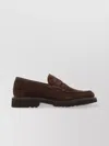 Tricker's Round Toe Suede Loafers With Rubber Sole In Brown