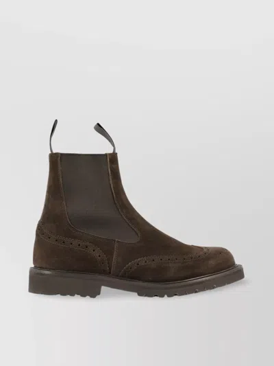 Tricker's "silvia" Suede Ankle Boots With Lug Sole In Green