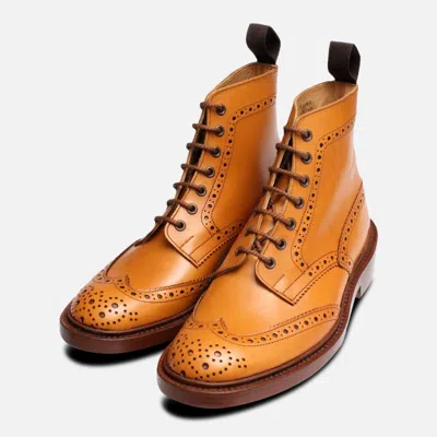 Pre-owned Trickers Stow Acorn Country Brogue Boots In Brown