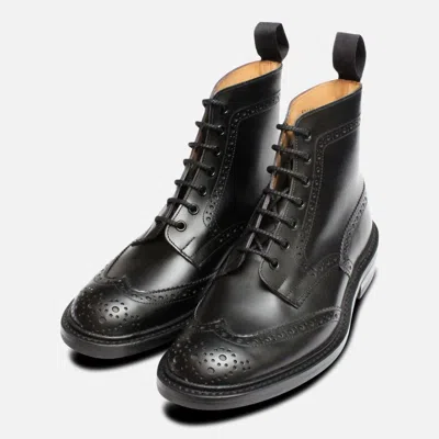 Pre-owned Trickers Stow Black Dainite Brogue Boots