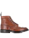 Tricker's Stow Burnished Brogue Boots In Brown