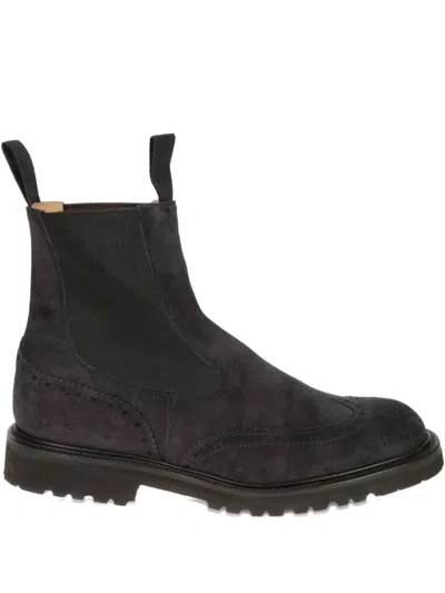 Tricker's Suede Chelsea Boots In Purple