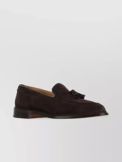 Tricker's Suede Finish Loafers Tassel Detail In Brown