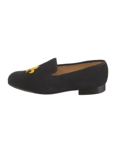 Pre-owned Tricker's Suede Graphic Print Loafers W/ Tags In Black