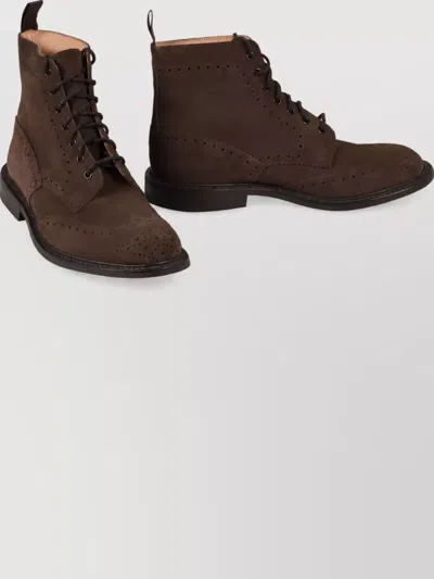 Tricker's Suede Lace-up Brogues In Brown