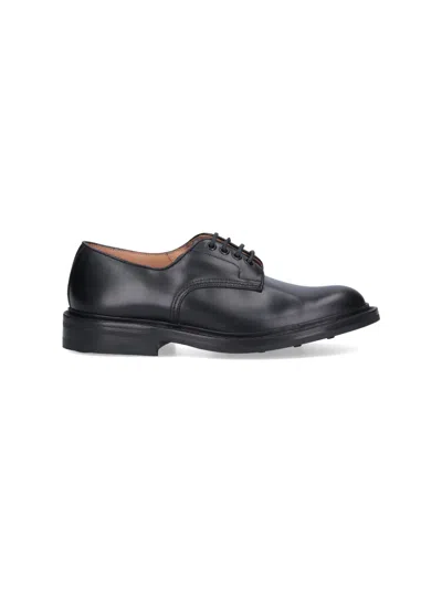 Tricker's Daniel Leather Flat Shoes For Men In Black
