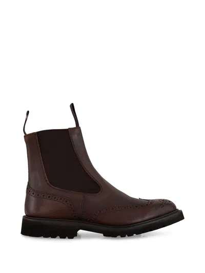 Tricker's Leather Boots In Burgundy
