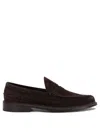 Tricker's Smooth Suede Loafers With Classic Silhouette In Black