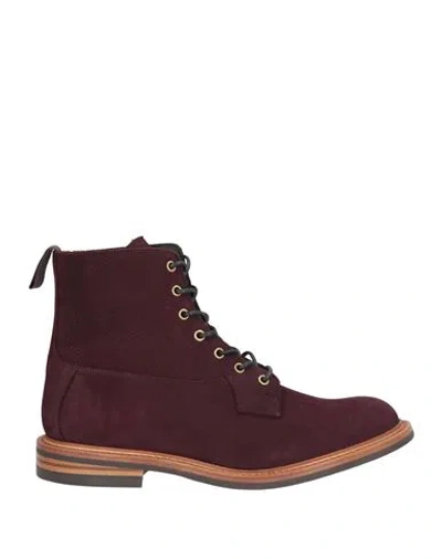Tricker's Man Ankle Boots Plum Size 8.5 Leather In Burgundy