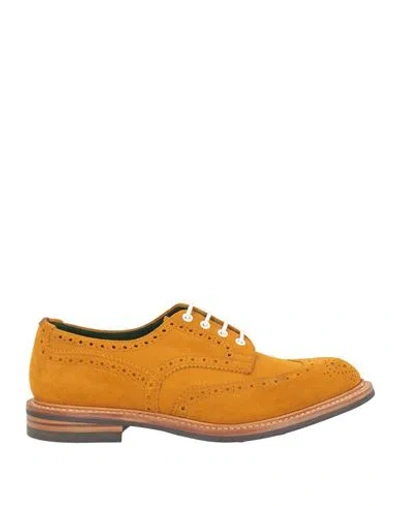 Tricker's Man Lace-up Shoes Mustard Size 9 Leather In Yellow