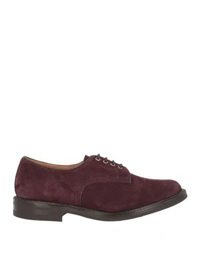 Tricker's Man Lace-up Shoes Plum Size 9 Leather In Purple