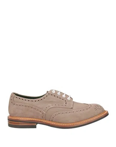 Tricker's Man Lace-up Shoes Taupe Size 8.5 Leather In Gray
