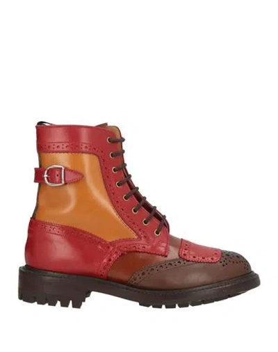 Tricker's Woman Ankle Boots Brick Size 8.5 Leather In Red