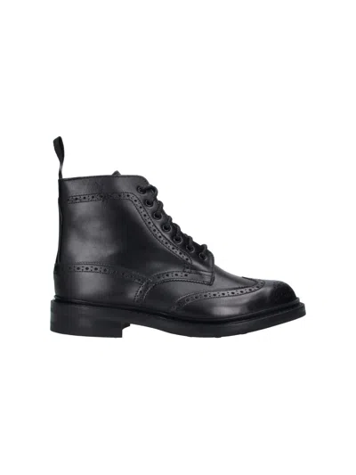 Tricker's Women's Leather Brogue Lace-up Ankle Boots In Black
