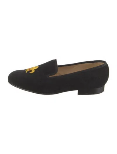 Pre-owned Tricker's Velvet Graphic Print Loafers In Black