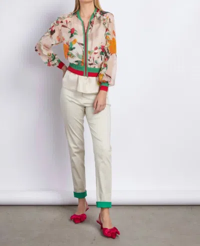 Tricot Chic Beige & Green Pant In Khaki 420 In Multi
