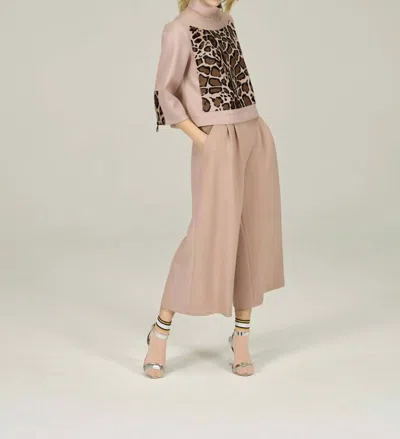 Tricot Chic Cropped Wide Leg Pants In Dusty Rose In Beige