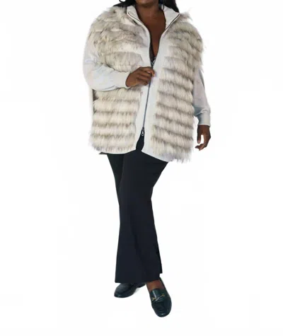 Tricot Chic Faux Fur Vest - Plus In Cream In Beige