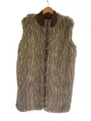 TRICOT CHIC FAUX FUR VEST ZIP FRONT IN TAUPE
