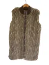 Tricot Chic Faux Fur Vest Zip Front In Taupe In Grey