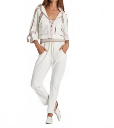 Tricot Chic Knit Cropped Jacket In White/pink
