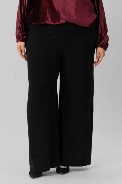 Tricot Chic Plaid Wide Leg Pants - Plus In Black