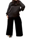 Tricot Chic Pleated Long Sleeve Top - Plus In Black In Brown