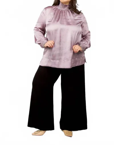 Tricot Chic Pleated Long Sleeve Top - Plus In Mauve In Purple