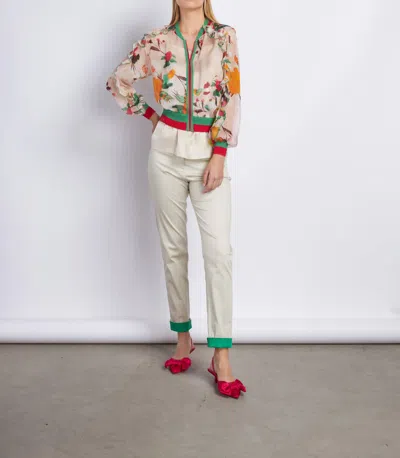 Tricot Chic Printed Jacket In Green /red In Multi