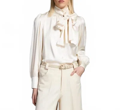 Tricot Chic Tie Neck Blouse In Ivory In Neutral