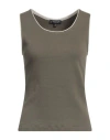 Tricot Chic Woman Tank Top Military Green Size 8 Cotton, Viscose, Elastane, Nylon, Lurex
