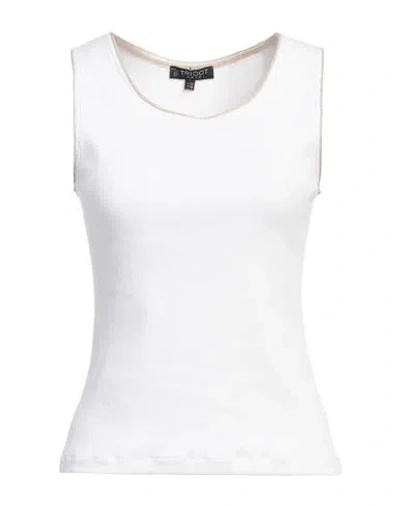 Tricot Chic Woman Tank Top White Size 6 Cotton, Viscose, Elastane, Nylon, Lurex