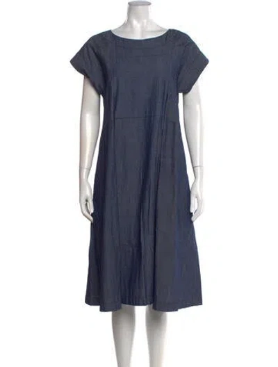 Pre-owned Tricot Comme Des Garcons Bateau Neckline Midi Length Dress In Blue