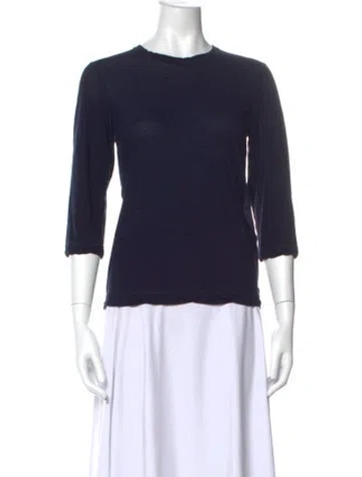 Pre-owned Tricot Comme Des Garcons Crew Neck Three-quarter Sleeve Top In Blue