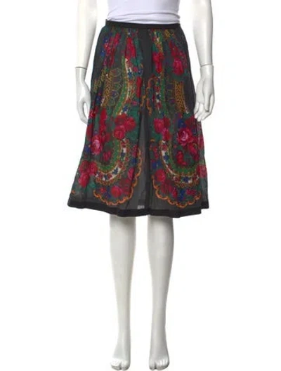 Pre-owned Tricot Comme Des Garcons Floral Print Midi Length Skirt In Black/pink/red