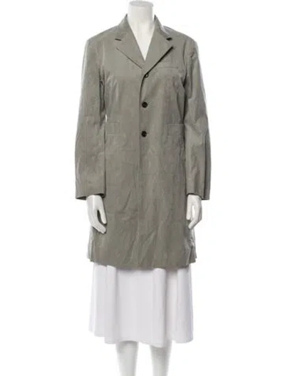 Pre-owned Tricot Comme Des Garcons Leather Trench Coat In Gray