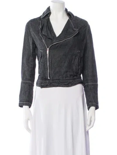 Pre-owned Tricot Comme Des Garcons Linen Biker Jacket In Black