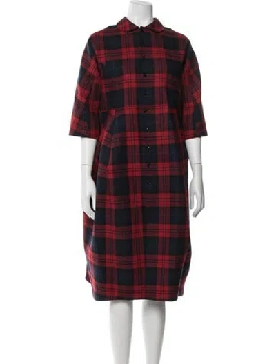 Pre-owned Tricot Comme Des Garcons Plaid Print Knee-length Dress In Red